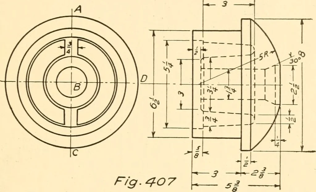 An illustration from Essentials of drafting; a text and problem book for apprentice, trade and evening technical schools, 1918, leaf 180