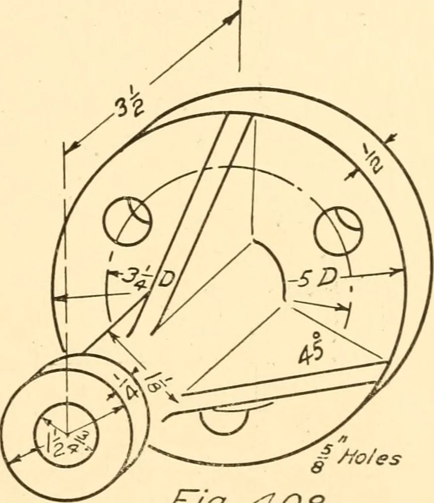 An illustration from Essentials of drafting; a text and problem book for apprentice, trade and evening technical schools, 1918, leaf 180
