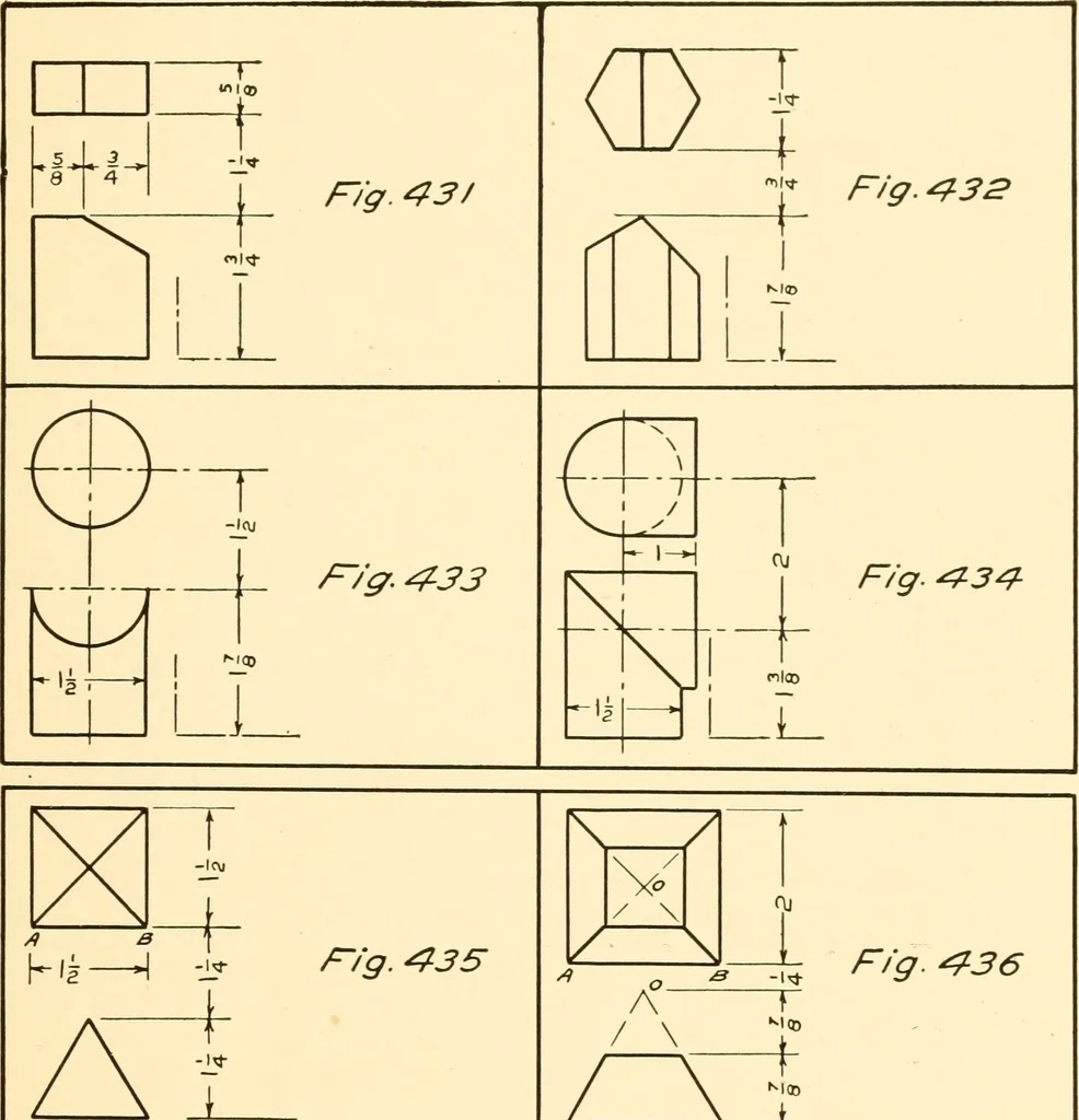 An illustration from Essentials of drafting; a text and problem book for apprentice, trade and evening technical schools, 1918, leaf 190