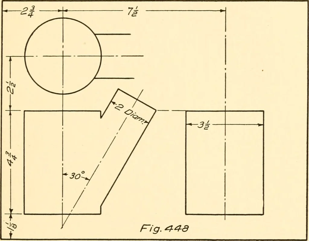 An illustration from Essentials of drafting; a text and problem book for apprentice, trade and evening technical schools, 1918, leaf 194