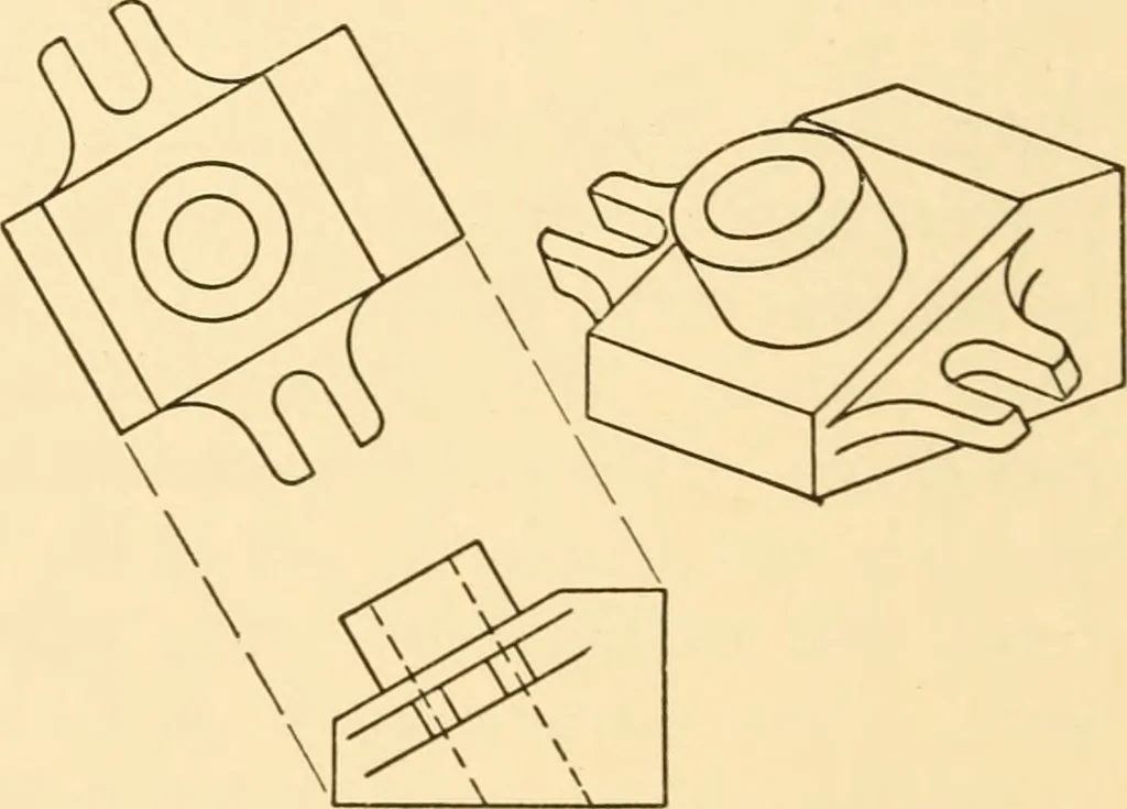 An illustration from Essentials of drafting; a text and problem book for apprentice, trade and evening technical schools, 1918, leaf 45