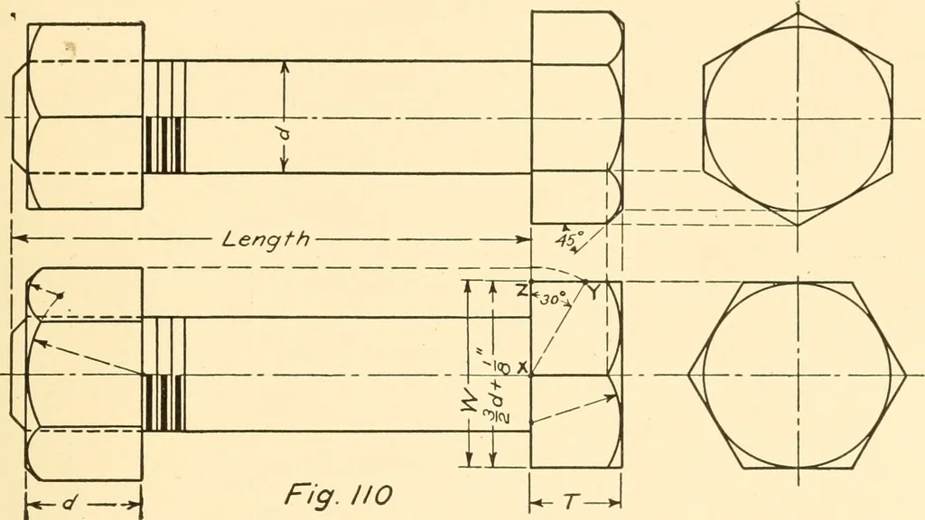 An illustration from Essentials of drafting; a text and problem book for apprentice, trade and evening technical schools, 1918, leaf 66