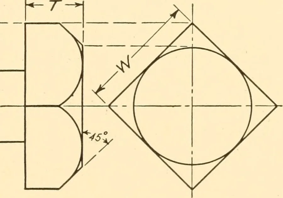 An illustration from Essentials of drafting; a text and problem book for apprentice, trade and evening technical schools, 1918, leaf 66