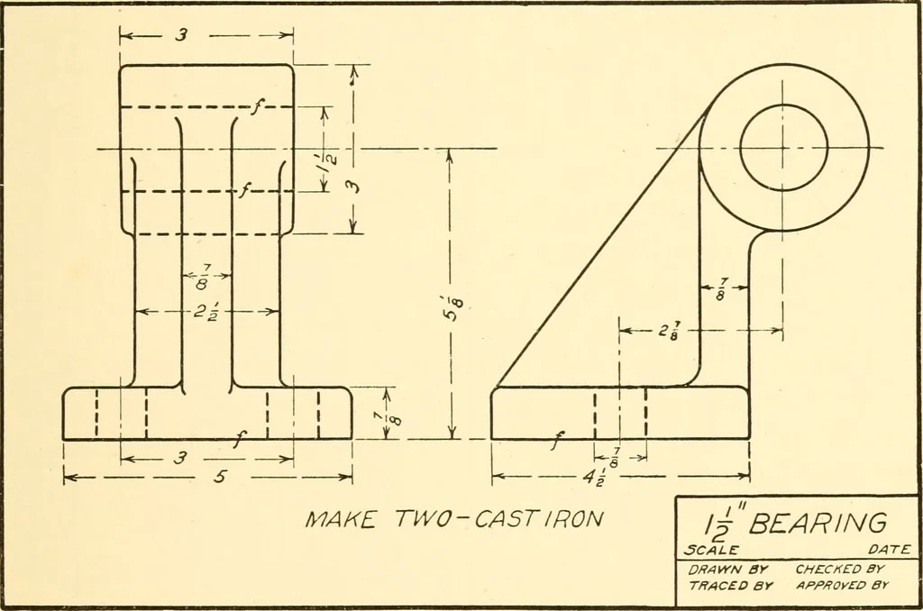 An illustration from Essentials of drafting; a text and problem book for apprentice, trade and evening technical schools, 1918, leaf 80