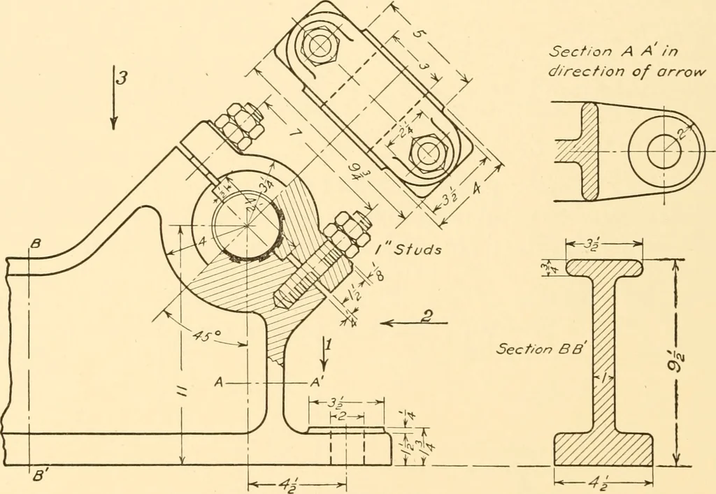 An illustration from Essentials of drafting; a text and problem book for apprentice, trade and evening technical schools, 1918, leaf 89