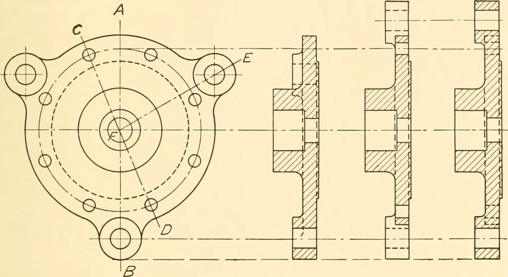 An illustration from Essentials of drafting; a text and problem book for apprentice, trade and evening technical schools, 1918, leaf 92