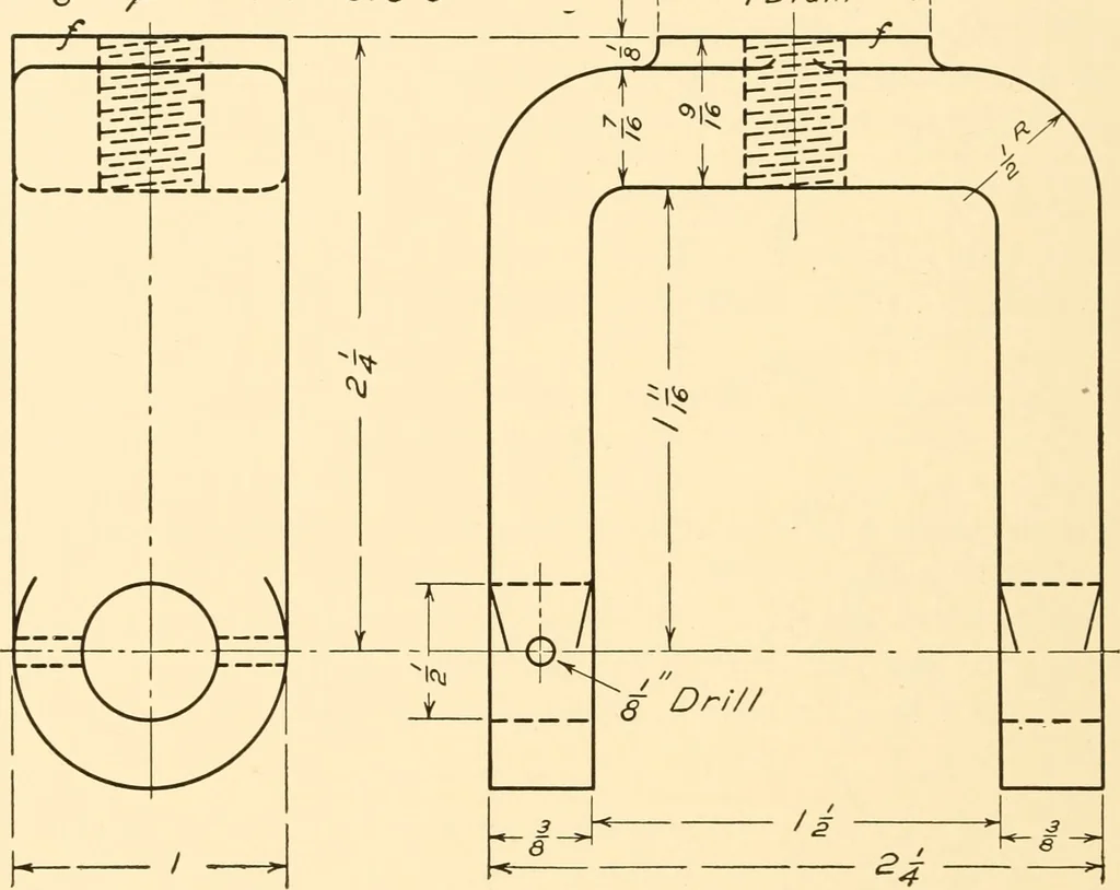 An illustration from Essentials of drafting; a text and problem book for apprentice, trade and evening technical schools, 1918, leaf 95