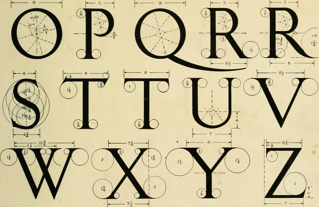 An illustration from The essentials of lettering; a manual for students and designers, 1912, leaf 21