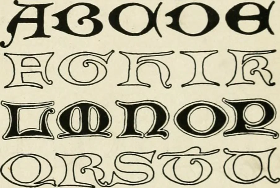 An illustration from The essentials of lettering; a manual for students and designers, 1912, leaf 59