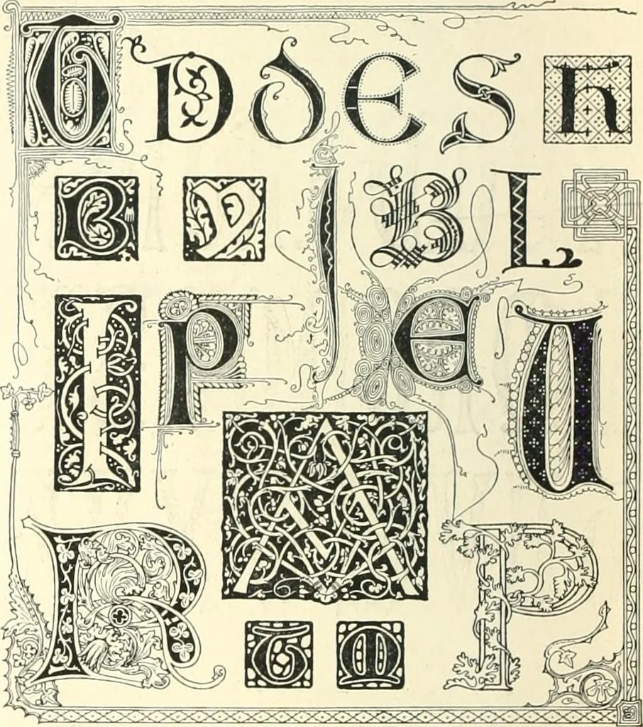 An illustration from The essentials of lettering; a manual for students and designers, 1912, leaf 60