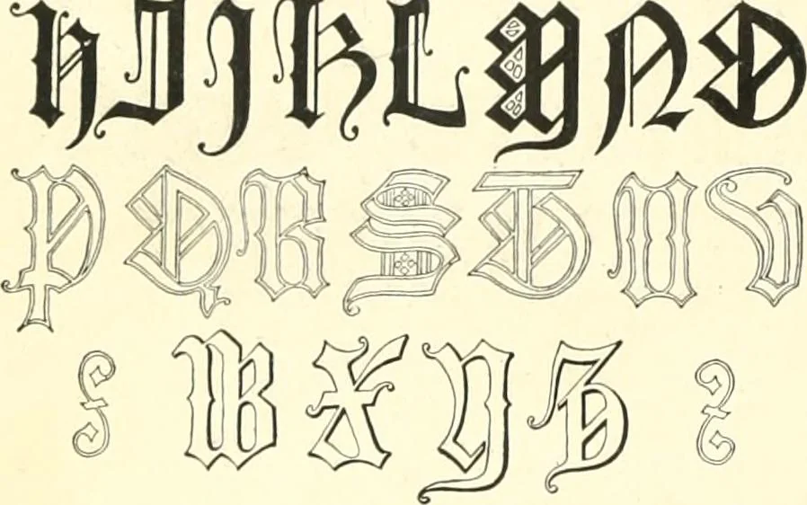 An illustration from The essentials of lettering; a manual for students and designers, 1912, leaf 68