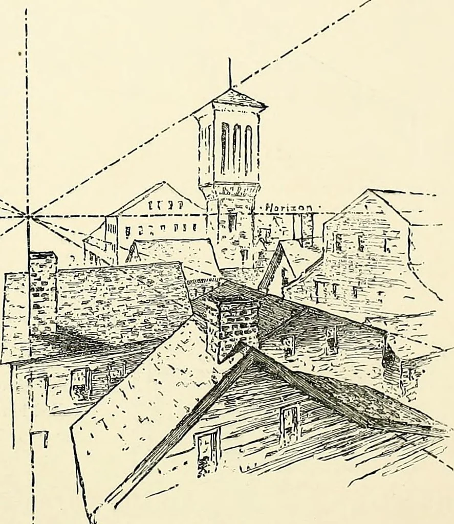An illustration from Essentials of Perspective: With Illustrations Drawn by the Author, 1887, leaf 27