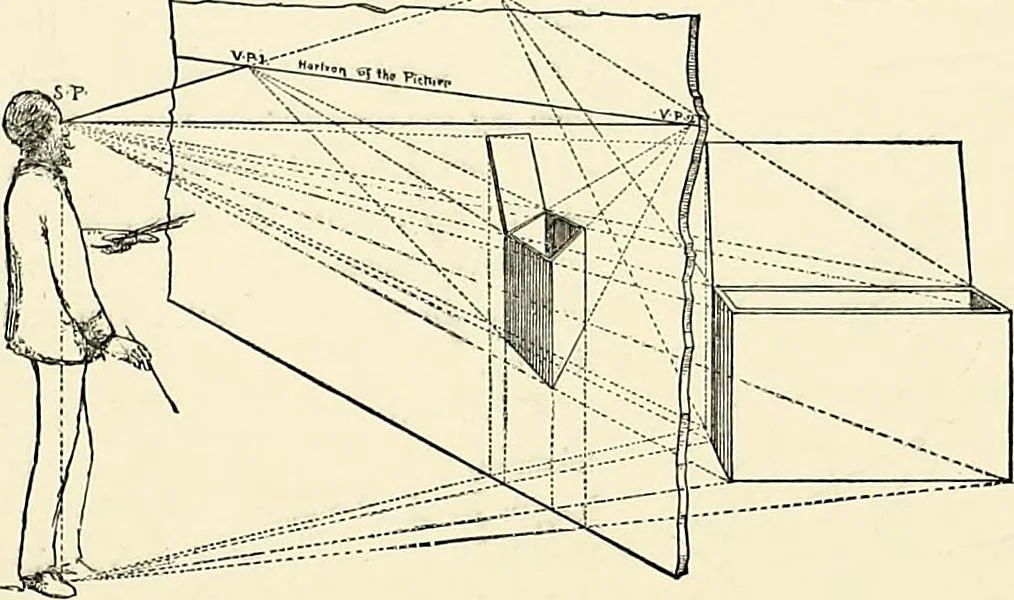 An illustration from Essentials of Perspective: With Illustrations Drawn by the Author, 1887, leaf 59