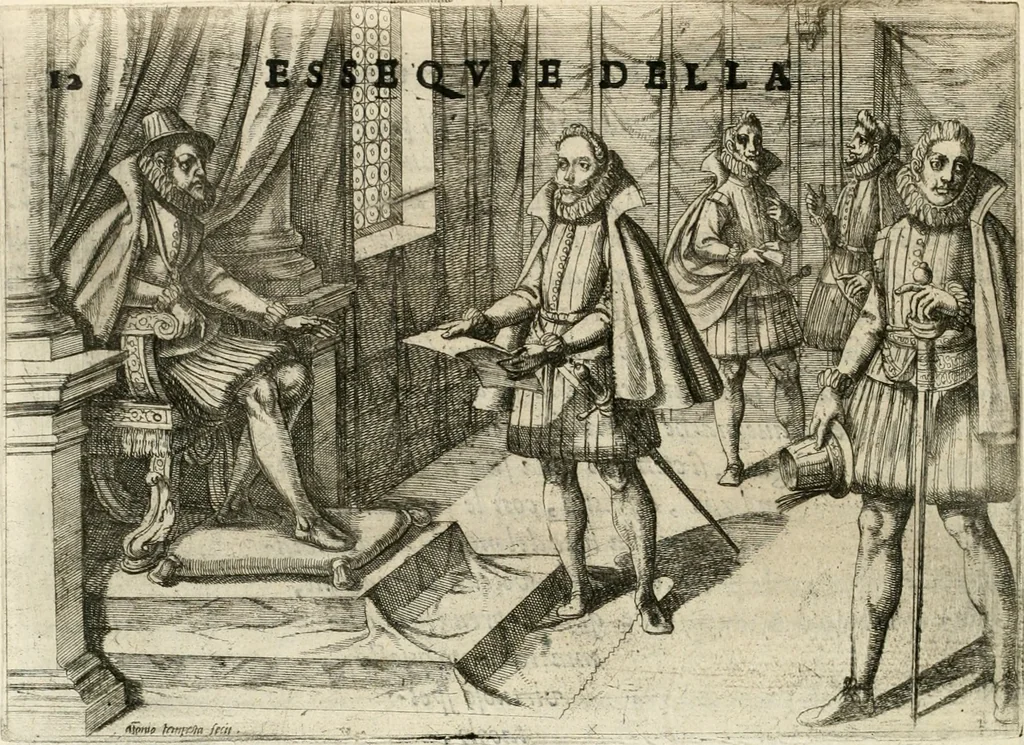 An illustration from Esseqvie della Sacra Cattolica, e Real Maesta di Margherita d'Avstria regina di Spagna, : celebrate dal serenissimo don Cosimo II. gran duca di Toscana IIII, 1612, leaf 17