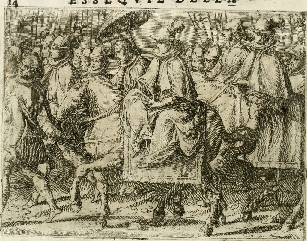 An illustration from Esseqvie della Sacra Cattolica, e Real Maesta di Margherita d'Avstria regina di Spagna, : celebrate dal serenissimo don Cosimo II. gran duca di Toscana IIII, 1612, leaf 19