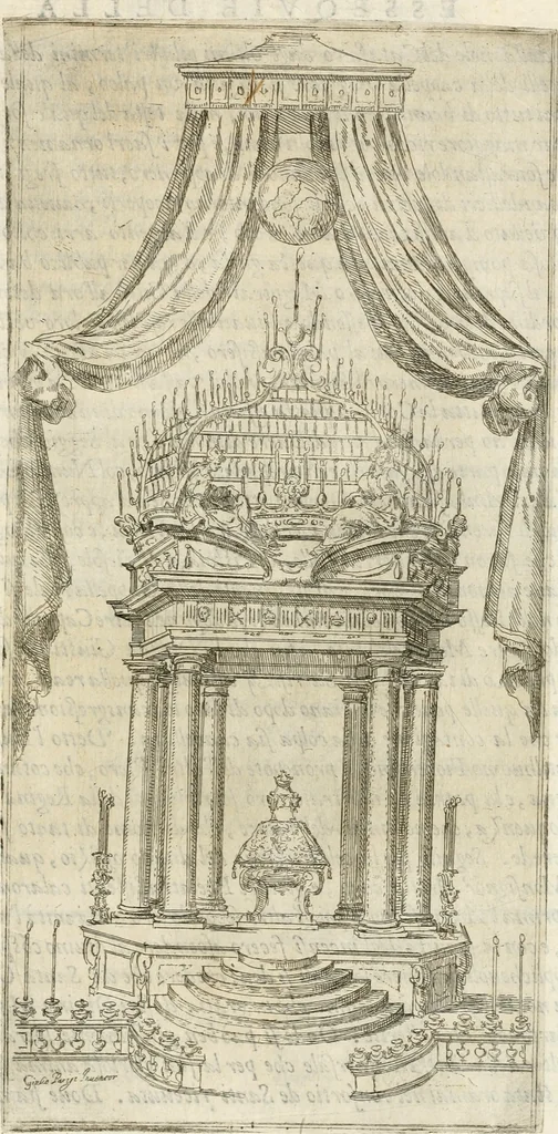 An illustration from Esseqvie della Sacra Cattolica, e Real Maesta di Margherita d'Avstria regina di Spagna, : celebrate dal serenissimo don Cosimo II. gran duca di Toscana IIII, 1612, leaf 54