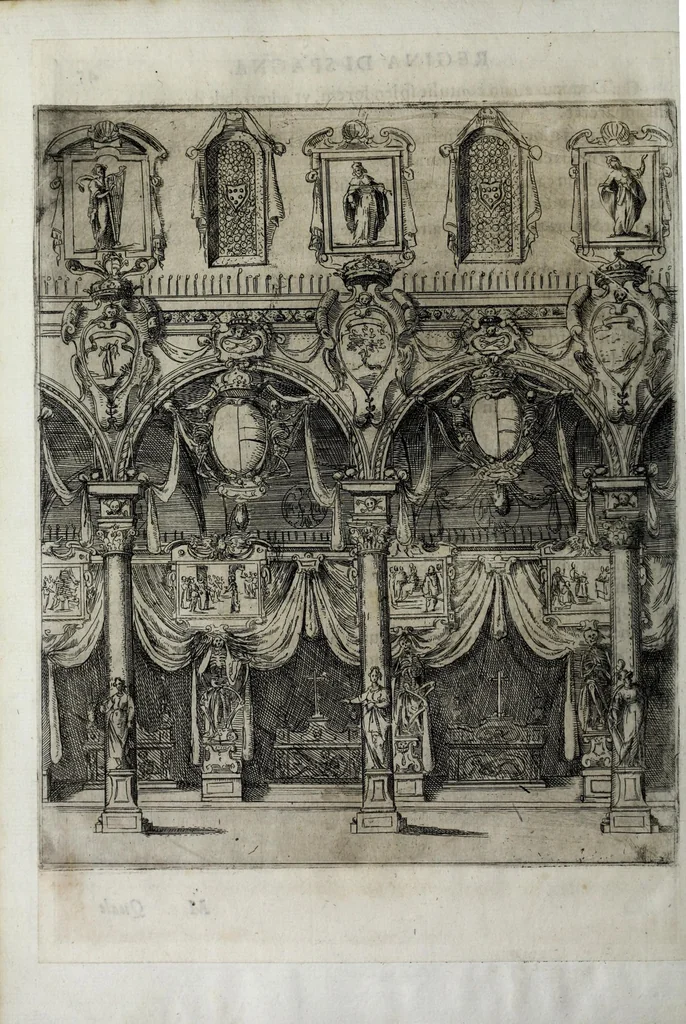 An illustration from Esseqvie della Sacra Cattolica, e Real Maesta di Margherita d'Avstria regina di Spagna : celebrate dal serenissimo don Cosimo II. gran duca di Toscana IIII, 1612, leaf 60