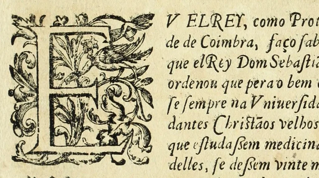 An illustration from Estatutos da Vniversidade de Coimbra : confirmados por el Rey nosso Snor. Dom Ioaõ o 4. em o anno de 1653, 1654, leaf 591