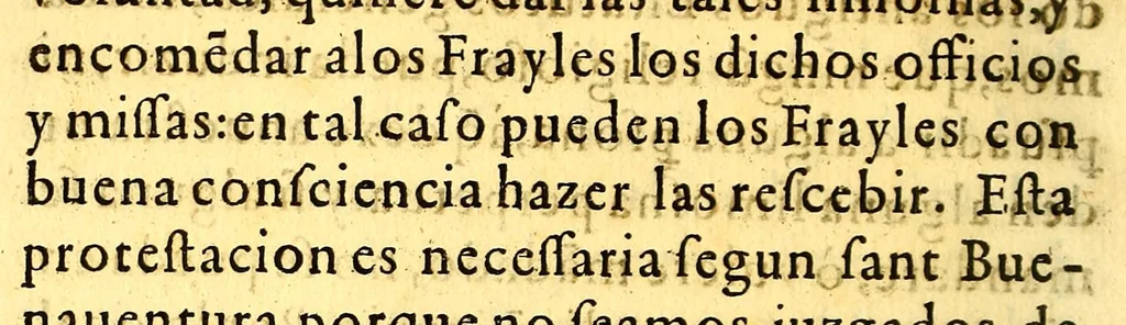 An illustration from Estatutos generles [sic] de Barcelona, para la familia Cismontana, de la orden de nuestro seraphico padre. S. Francisco : los quales por mandado de nuestro. R.P.F. Francisco Gonçaga, ministro general, fueron reformados y de nueuo recopilados,, 1585, leaf 48
