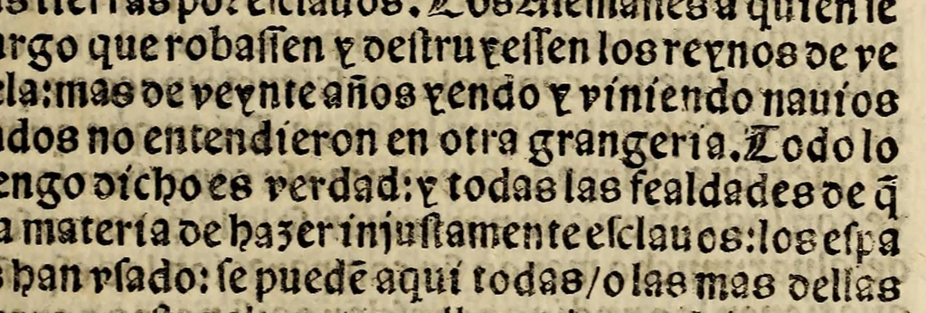 An illustration from Este es vn tratado q[ue] el obispo dela ciudad real de Chiapa do[n] fray Bartholome de las Casas, o Casaus compuso, : por comission del Consejo Real delas Indias: sobre la materia de los yndios que se han hecho en ellas esclavos. El qual contiene muchas razones y auctoridades juridicas: que pueden aprouechar a los lectores para determinar muchas y diuersas questiones dudosas en materia de restitucion: y de otras que al p[re]sente los ho[m]bres el tie[m]po de agora tratan. Año 1552, 1552, leaf 23