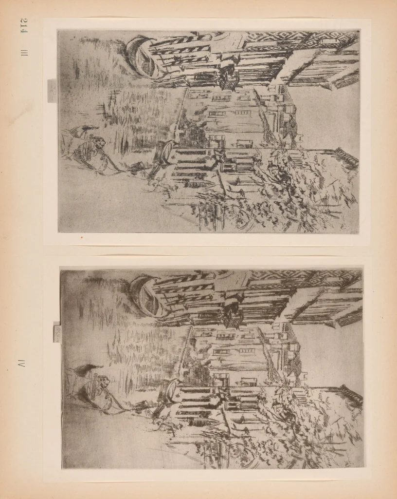 An illustration from The etched work of Whistler : illustrated by reproductions in collotype of the different states of the plates, 1910, leaf 77