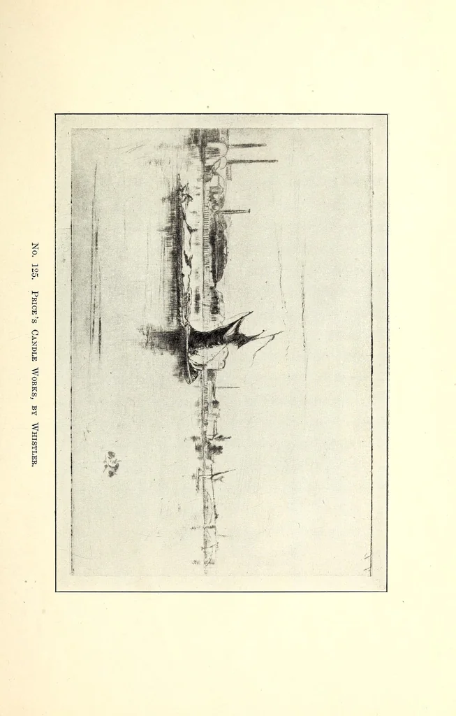 An illustration from Etchings and Drypoints : the Property of Judson S. Dutcher of Ellenville, N. Y., Whistler's "Prince's Candle Works," Two Undescribed First States; Trial Proof of "The Two Doorways"; Underscribed Trial Proof of "The Greenwich Pensioner," among Seventy-six Rare Signed Proofs and Other Whistler Items; The Only Known Copy of the First State of Zorn's "Omnibus," "The Waltz" and "The Cigarette Girl," and Other Zorn Prints;.., 1911, leaf 43