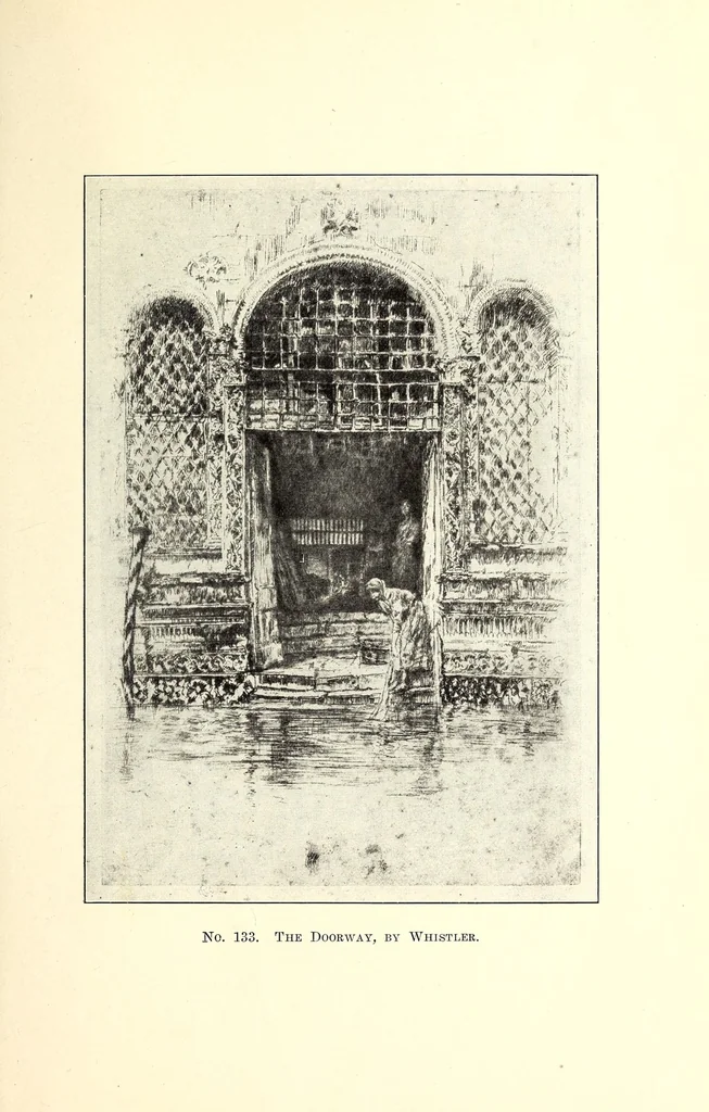 An illustration from Etchings and Drypoints : the Property of Judson S. Dutcher of Ellenville, N. Y., Whistler's "Prince's Candle Works," Two Undescribed First States; Trial Proof of "The Two Doorways"; Underscribed Trial Proof of "The Greenwich Pensioner," among Seventy-six Rare Signed Proofs and Other Whistler Items; The Only Known Copy of the First State of Zorn's "Omnibus," "The Waltz" and "The Cigarette Girl," and Other Zorn Prints;.., 1911, leaf 47