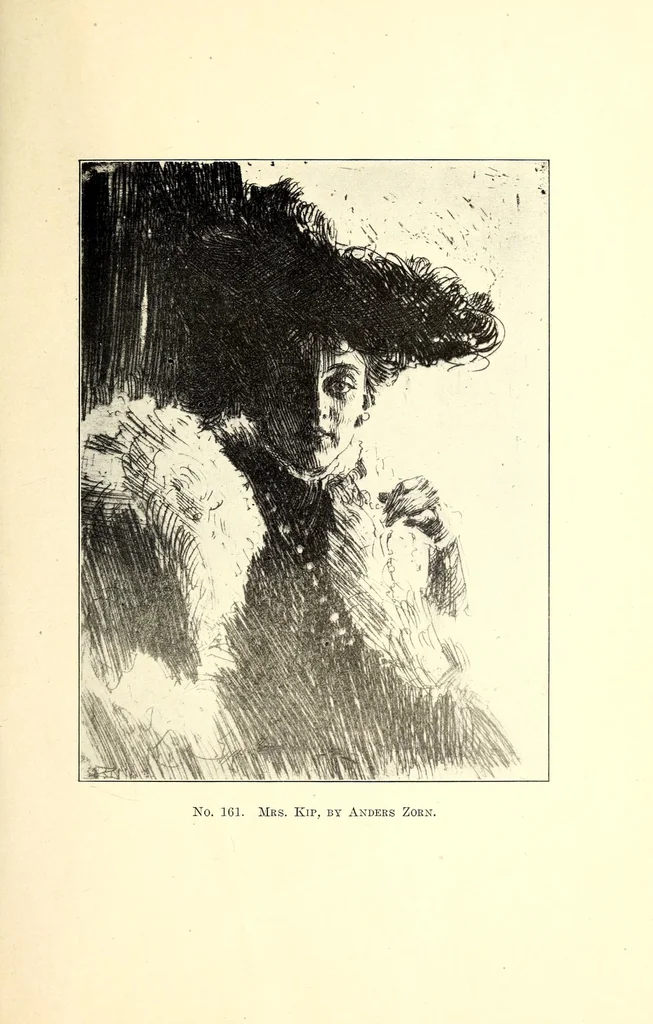 An illustration from Etchings and Drypoints : the Property of Judson S. Dutcher of Ellenville, N. Y., Whistler's "Prince's Candle Works," Two Undescribed First States; Trial Proof of "The Two Doorways"; Underscribed Trial Proof of "The Greenwich Pensioner," among Seventy-six Rare Signed Proofs and Other Whistler Items; The Only Known Copy of the First State of Zorn's "Omnibus," "The Waltz" and "The Cigarette Girl," and Other Zorn Prints;.., 1911, leaf 57