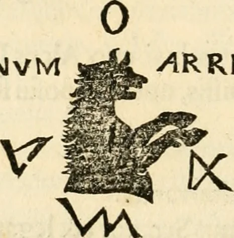 An illustration from Ethruscarum antiquitatum fragmenta : quibus vrbis Romae, aliarumque gentium primordia, mores, & res gestae indicantur, 1637, leaf 221