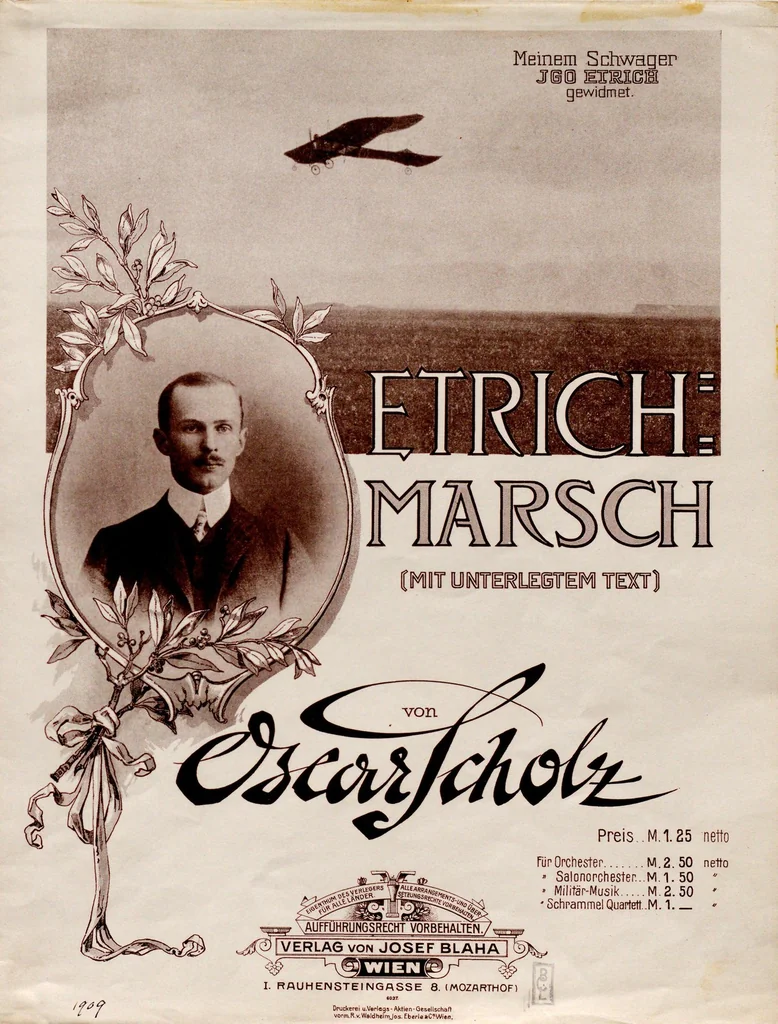 An illustration from Etrich-Marsch : (mit unterlegtem Text), 1909, leaf 1