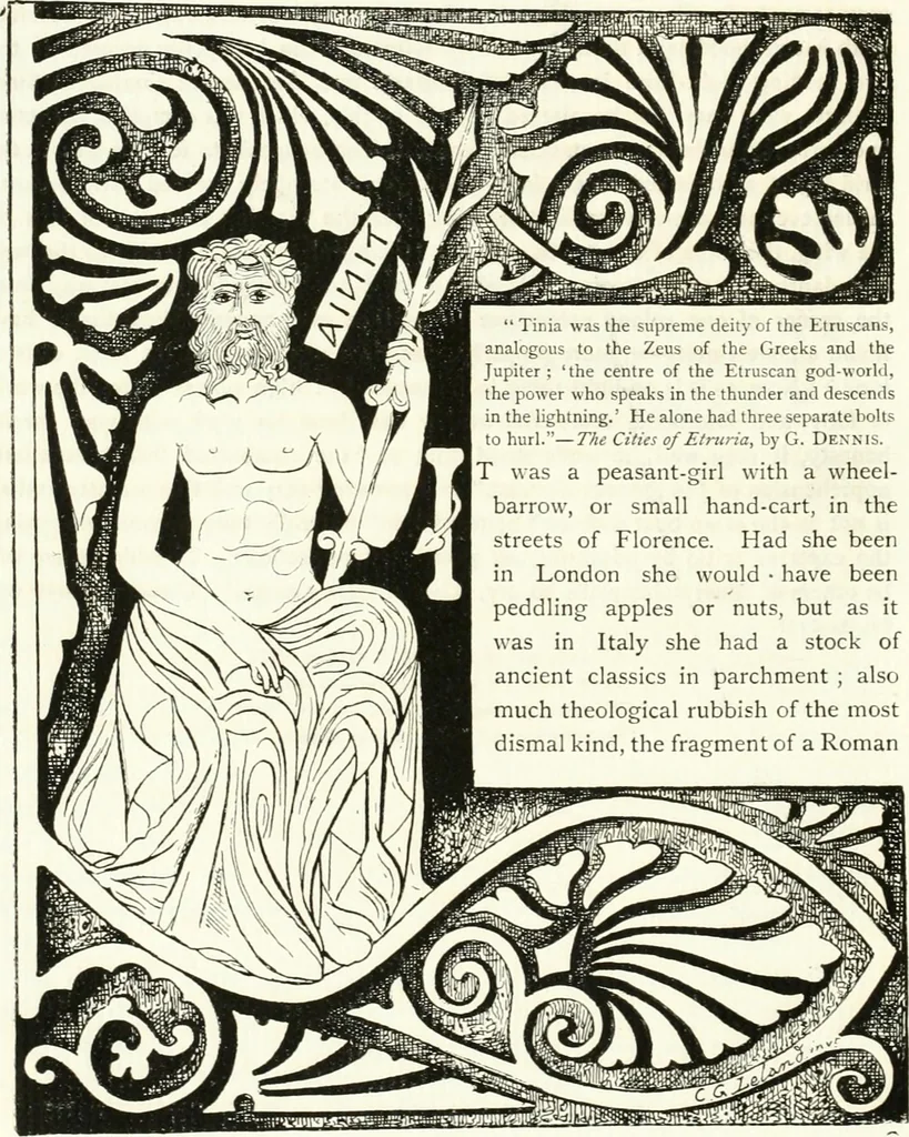 An illustration from Etruscan Roman remains in popular tradition, 1892, leaf 34