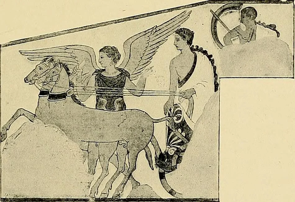 An illustration from Etruscan tomb paintings, Their subjects and significance, 1922, leaf 107