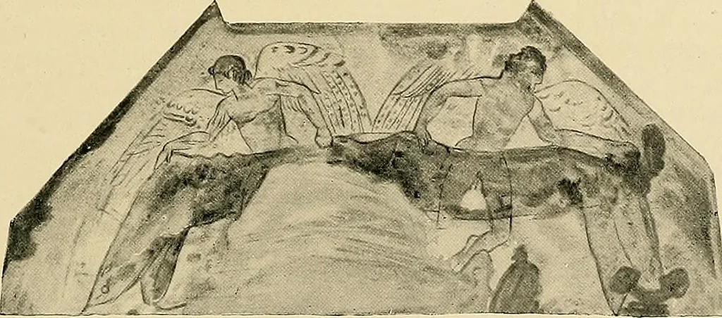 An illustration from Etruscan tomb paintings, Their subjects and significance, 1922, leaf 107