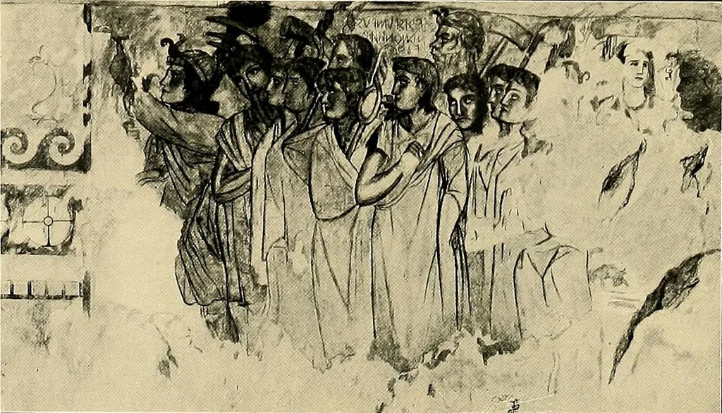 An illustration from Etruscan tomb paintings, Their subjects and significance, 1922, leaf 115
