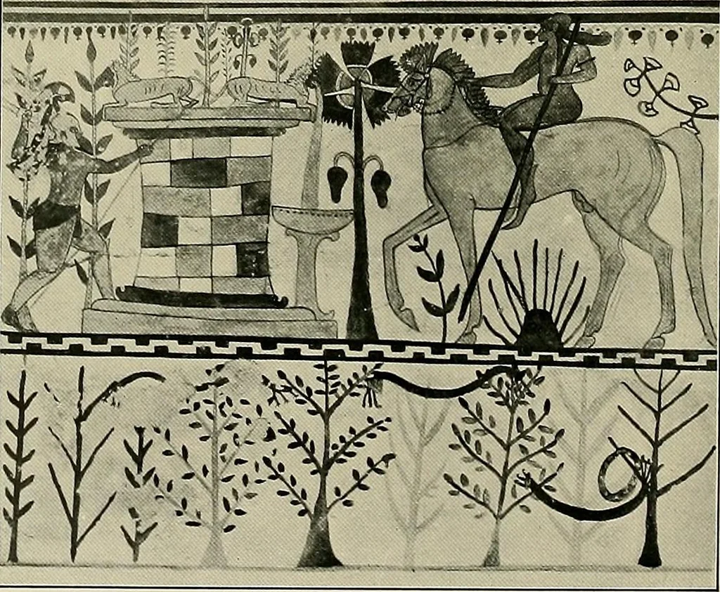 An illustration from Etruscan tomb paintings, Their subjects and significance, 1922, leaf 24