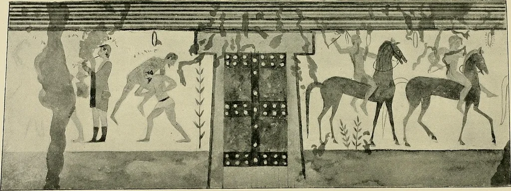 An illustration from Etruscan tomb paintings, Their subjects and significance, 1922, leaf 38