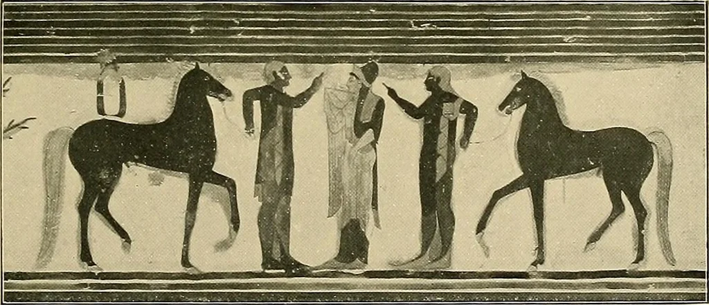 An illustration from Etruscan tomb paintings, Their subjects and significance, 1922, leaf 49