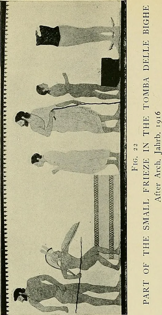 An illustration from Etruscan tomb paintings, Their subjects and significance, 1922, leaf 62