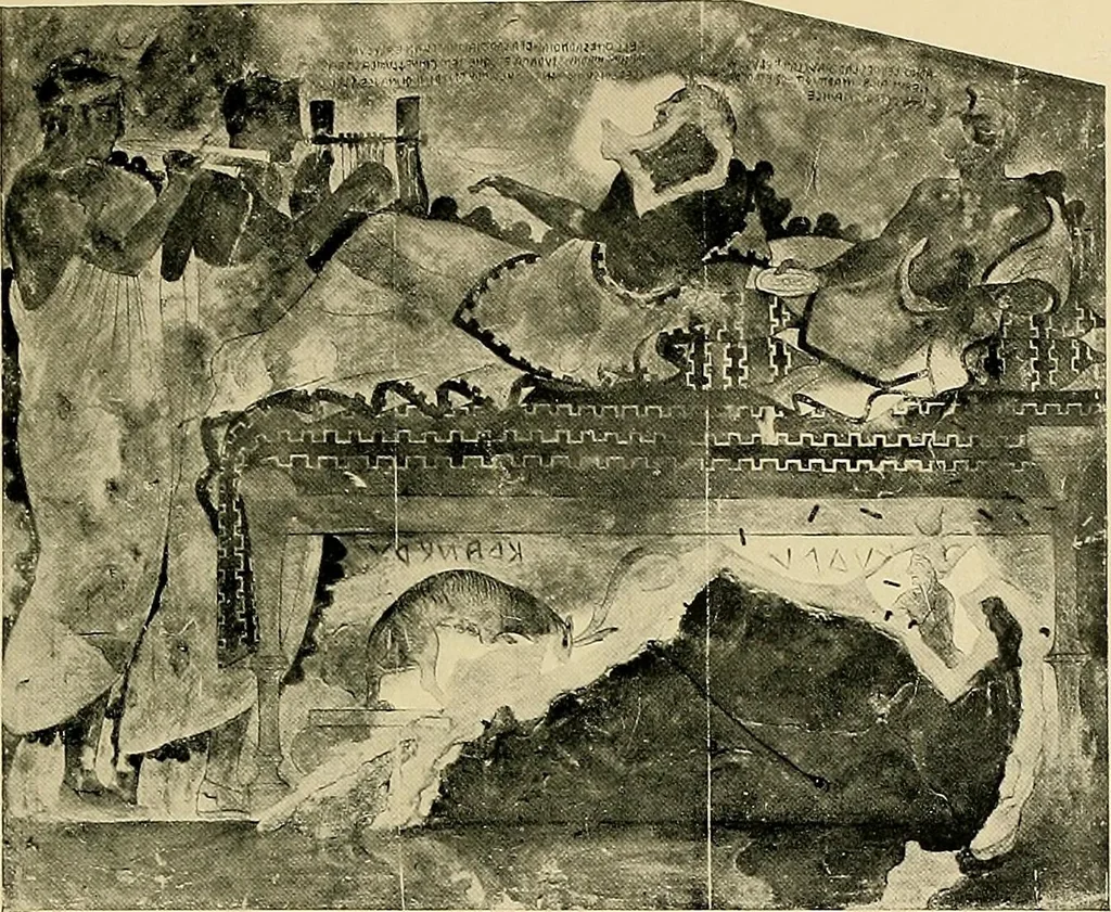 An illustration from Etruscan tomb paintings, Their subjects and significance, 1922, leaf 83