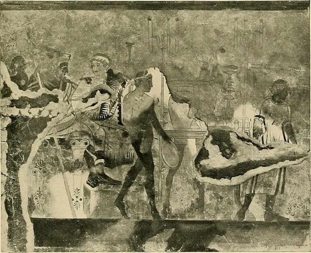 An illustration from Etruscan tomb paintings, Their subjects and significance, 1922, leaf 83