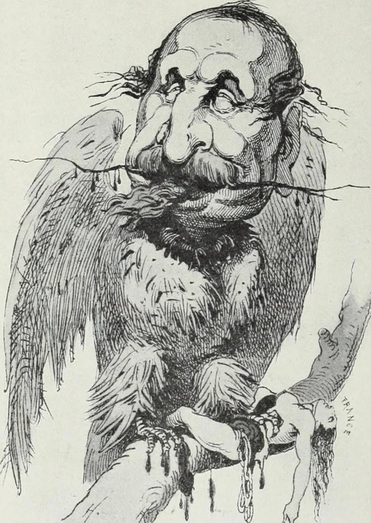 An illustration from Europas Fürsten im Sittenspiegel der Karikatur, mit 468 Textillustrationen und 72 farbigen Kunstblättern nach seltenen und amüsanten Karikaturen, aus allen Ländern und Zeitepochen, 1908, leaf 102