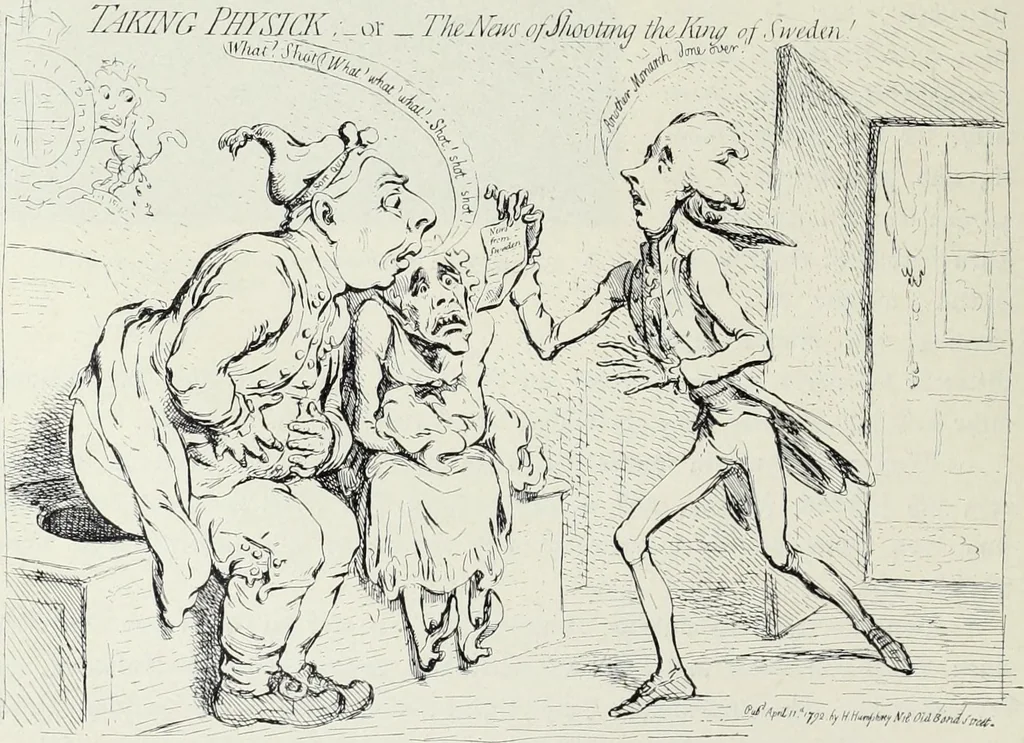 An illustration from Europas Fürsten im Sittenspiegel der Karikatur, mit 468 Textillustrationen und 72 farbigen Kunstblättern nach seltenen und amüsanten Karikaturen, aus allen Ländern und Zeitepochen, 1908, leaf 106