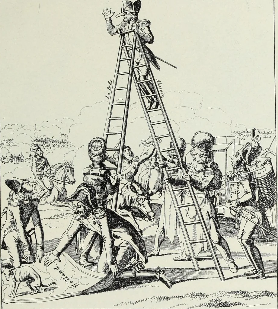 An illustration from Europas Fürsten im Sittenspiegel der Karikatur, mit 468 Textillustrationen und 72 farbigen Kunstblättern nach seltenen und amüsanten Karikaturen, aus allen Ländern und Zeitepochen, 1908, leaf 107