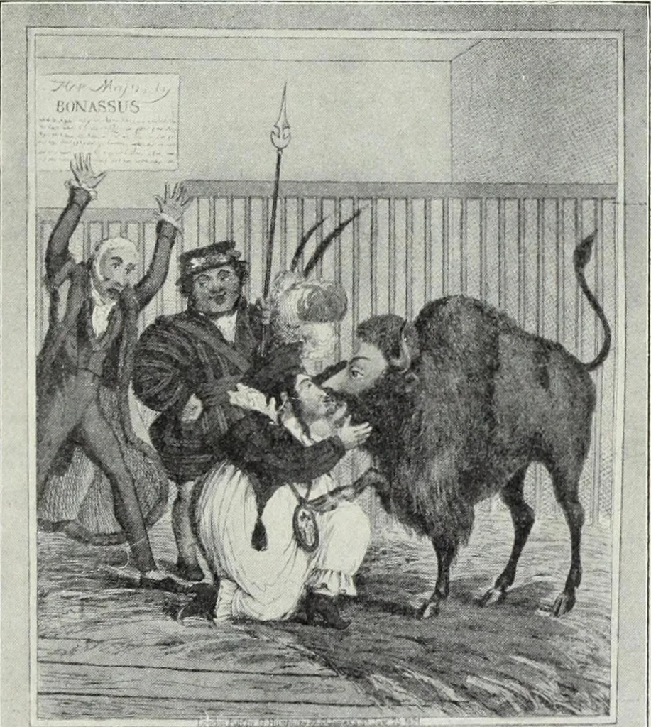 An illustration from Europas Fürsten im Sittenspiegel der Karikatur, mit 468 Textillustrationen und 72 farbigen Kunstblättern nach seltenen und amüsanten Karikaturen, aus allen Ländern und Zeitepochen, 1908, leaf 125