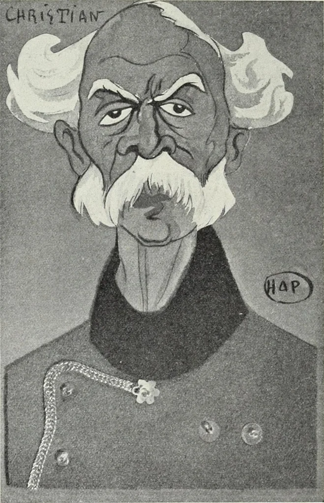 An illustration from Europas Fürsten im Sittenspiegel der Karikatur, mit 468 Textillustrationen und 72 farbigen Kunstblättern nach seltenen und amüsanten Karikaturen, aus allen Ländern und Zeitepochen, 1908, leaf 128