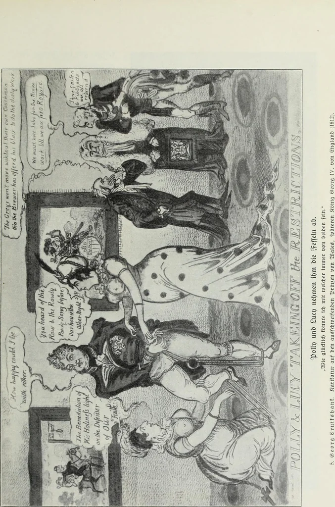 An illustration from Europas Fürsten im Sittenspiegel der Karikatur, mit 468 Textillustrationen und 72 farbigen Kunstblättern nach seltenen und amüsanten Karikaturen, aus allen Ländern und Zeitepochen, 1908, leaf 15
