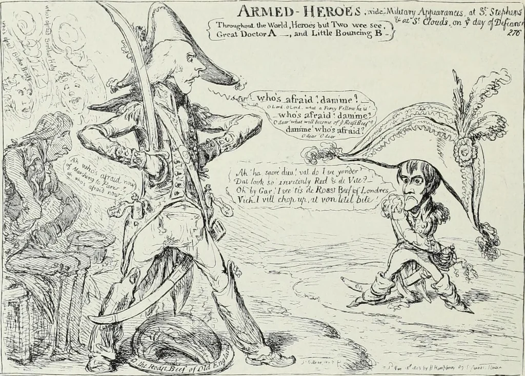 An illustration from Europas Fürsten im Sittenspiegel der Karikatur, mit 468 Textillustrationen und 72 farbigen Kunstblättern nach seltenen und amüsanten Karikaturen, aus allen Ländern und Zeitepochen, 1908, leaf 156