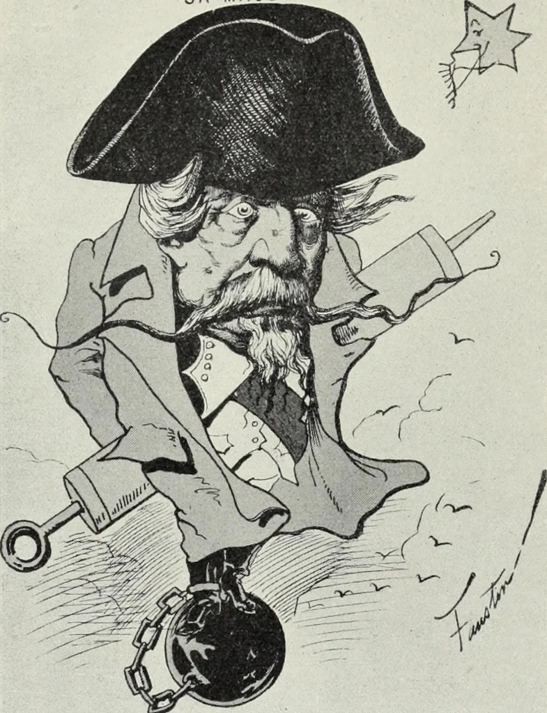 An illustration from Europas Fürsten im Sittenspiegel der Karikatur, mit 468 Textillustrationen und 72 farbigen Kunstblättern nach seltenen und amüsanten Karikaturen, aus allen Ländern und Zeitepochen, 1908, leaf 166