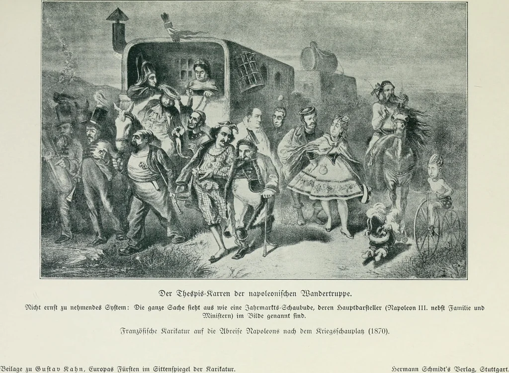 An illustration from Europas Fürsten im Sittenspiegel der Karikatur, mit 468 Textillustrationen und 72 farbigen Kunstblättern nach seltenen und amüsanten Karikaturen, aus allen Ländern und Zeitepochen, 1908, leaf 169