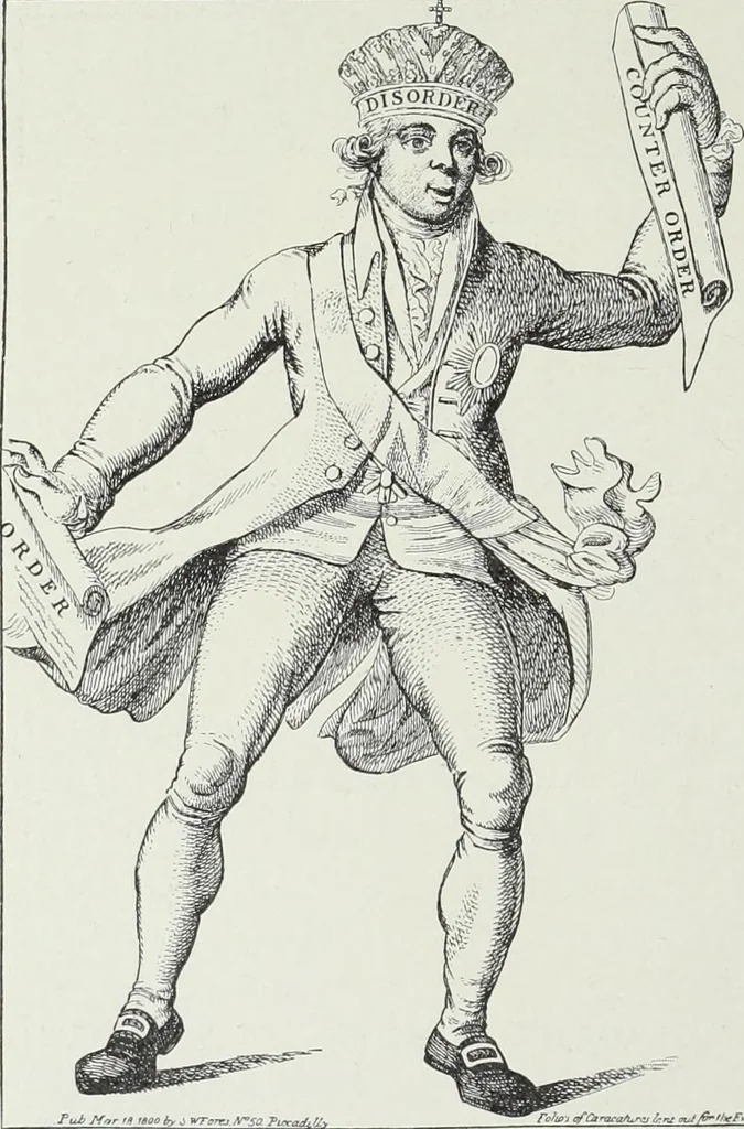 An illustration from Europas Fürsten im Sittenspiegel der Karikatur, mit 468 Textillustrationen und 72 farbigen Kunstblättern nach seltenen und amüsanten Karikaturen, aus allen Ländern und Zeitepochen, 1908, leaf 174